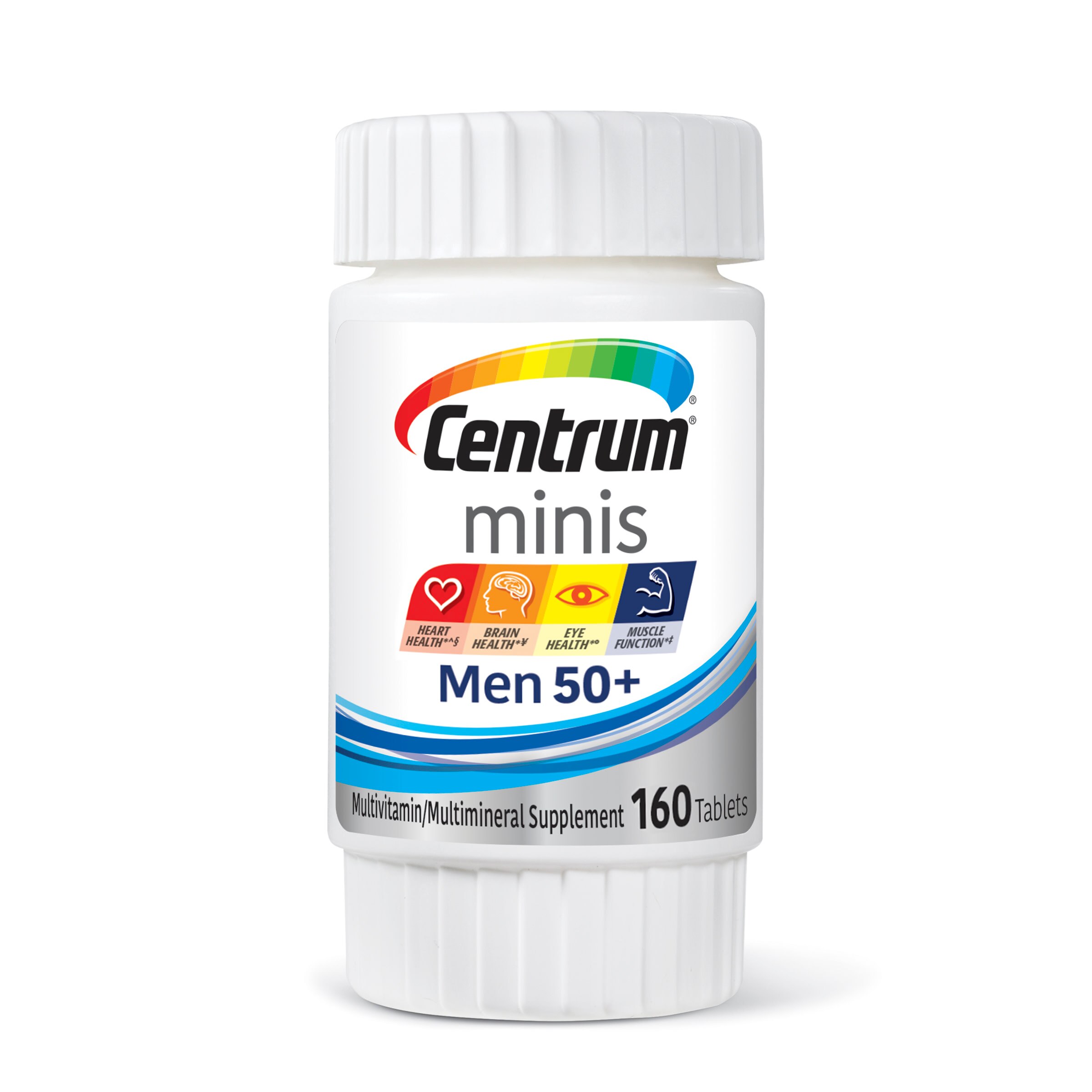 Centrum Minis Men 50+ - Suplemento vitamínico para la salud cardíaca y más, en tabletas, 160 u.