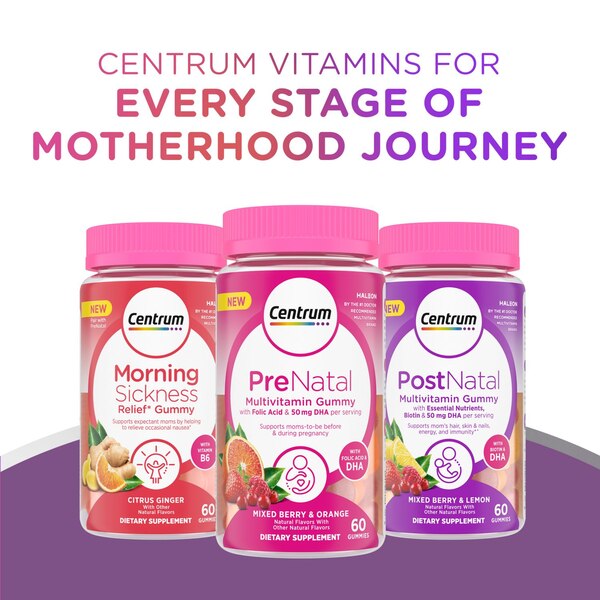 Centrum Prenatal Multivitamin Gummies, Mixed Berry and Orange, 60 CT