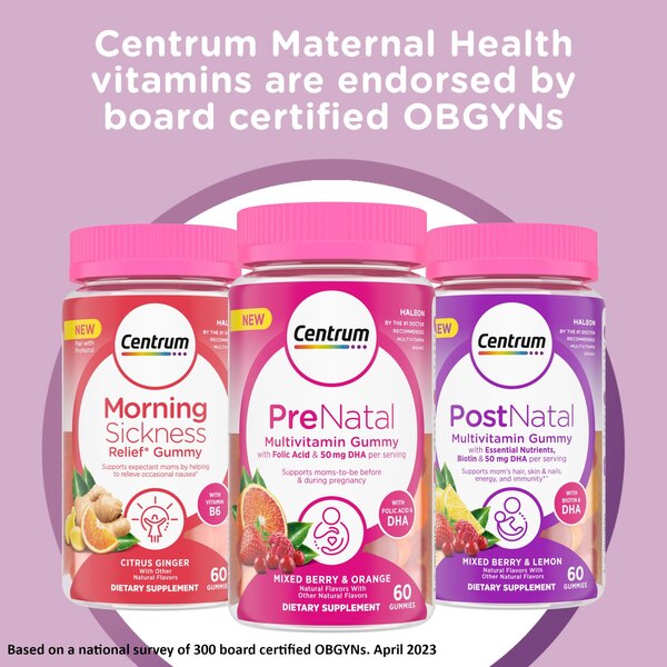 Centrum Prenatal Multivitamin Gummies, Mixed Berry and Orange, 60 CT