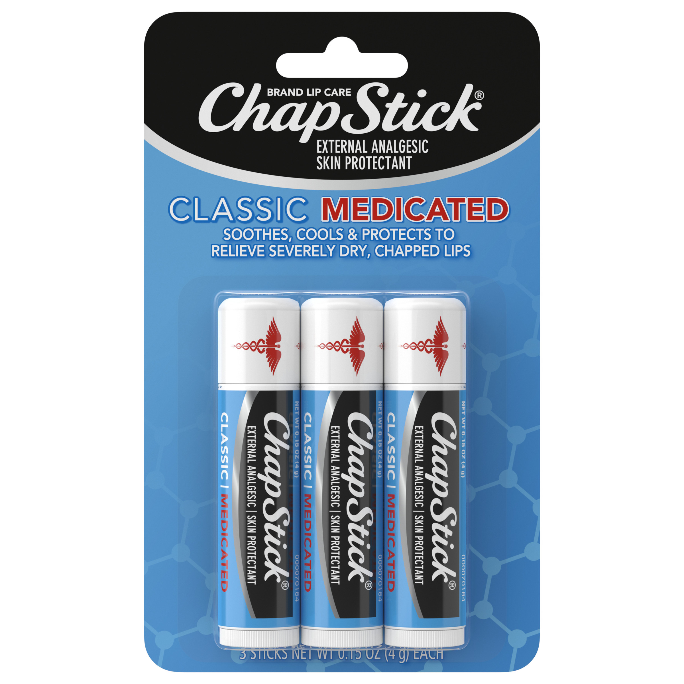 ChapStick Classic - Bálsamo labial medicinal, tubo de 0.15 oz, 3 u.