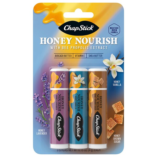 Chapstick Honey Nourish Lip Balm, Variety Pack, 3 CT