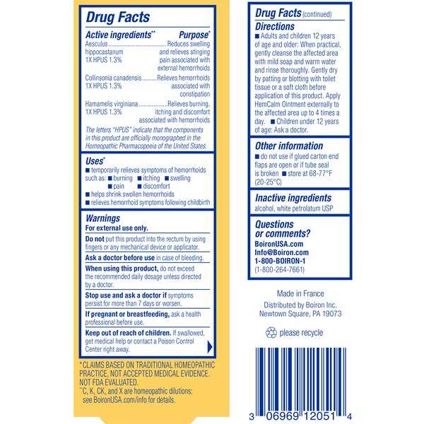 Boiron HemCalm Homeopathic Medicine for Hemorrhoid Relief Ointment, 1 OZ
