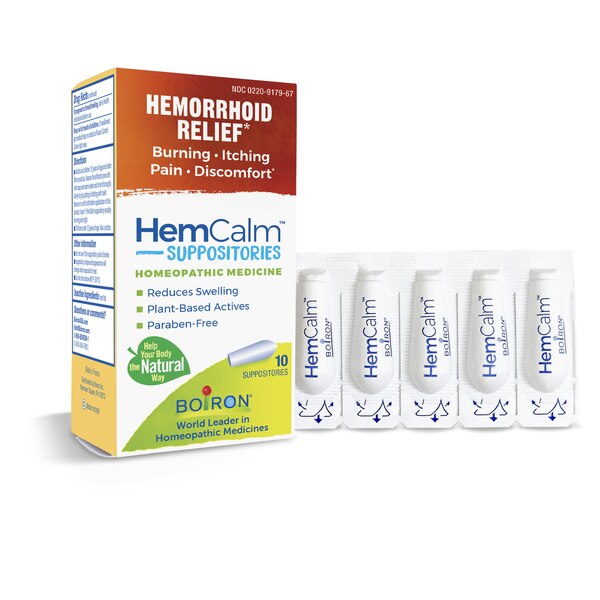 Boiron HemCalm Homeopathic Medicine for Hemorrhoid Relief Suppositories, 10 CT