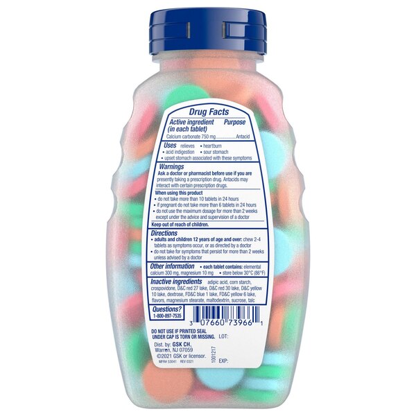 TUMS Antacid Extra Strength Chewable Tablets
