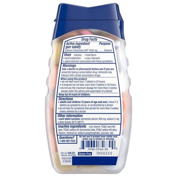 TUMS Antacid Chewable Tablets, Ultra Strength for Heartburn Relief