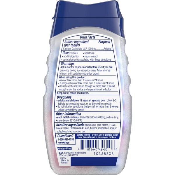TUMS Antacid Chewable Tablets, Ultra Strength for Heartburn Relief