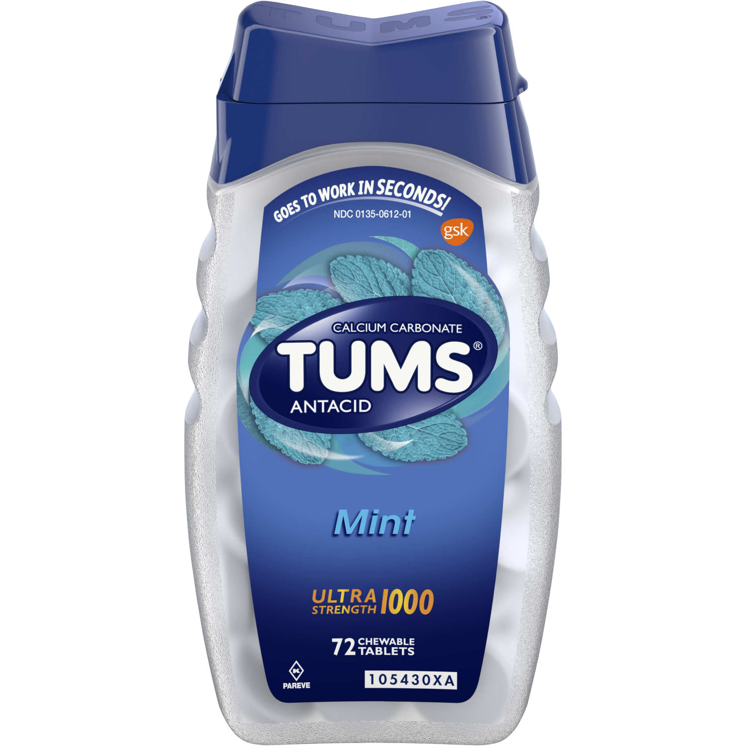 Tums Antacid w/Calcium Ultra Str 1000 Chew Tabs Peppermint, 72 CT