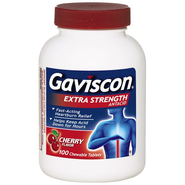 Gaviscon Extra Strength Antacid Chewable Tablets, 100 CT