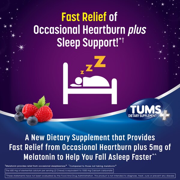 TUMS+Heartburn+ Sleep Support with Melatonin, Berry Fusion, 54 CT