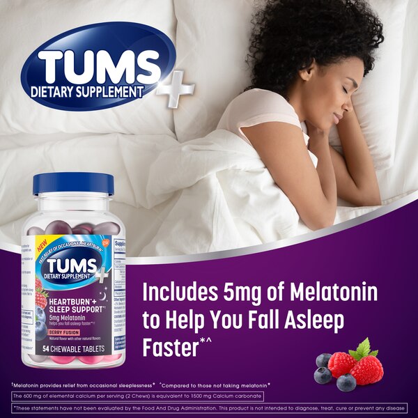 TUMS+Heartburn+ Sleep Support with Melatonin, Berry Fusion, 54 CT