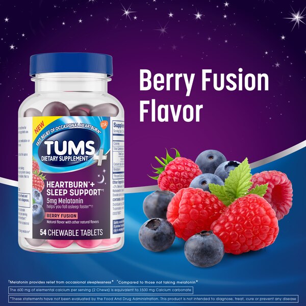 TUMS+Heartburn+ Sleep Support with Melatonin, Berry Fusion, 54 CT