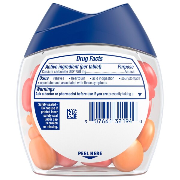 TUMS Chewable Antacid Tablets for Heartburn Relief, Tropical Fruit, 32 CT