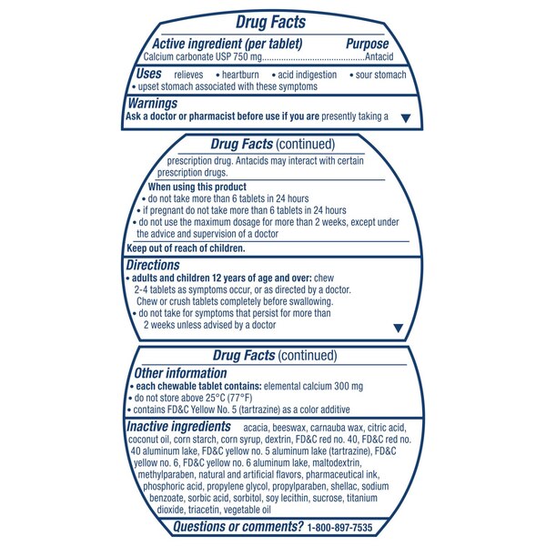 TUMS Chewable Antacid Tablets for Heartburn Relief, Tropical Fruit, 32 CT