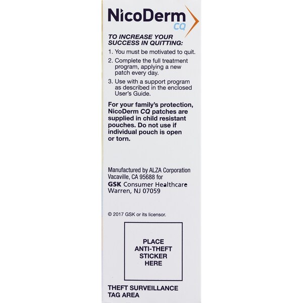 NicoDerm CQ - Parches de nicotina para dejar de fumar, paso 2 - 14 u.