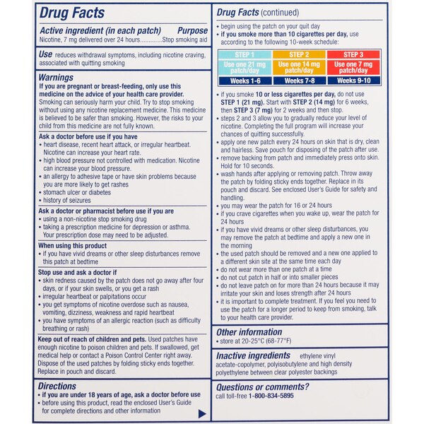 NicoDermCQ Transdermal System 7mg Patch, Step 3, 14 CT