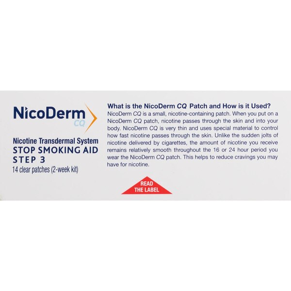 NicoDermCQ Transdermal System 7mg Patch, Step 3, 14 CT