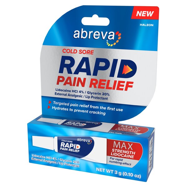 Abreva Cold Sore Rapid Pain Relief Cream Treatment, 1 CT
