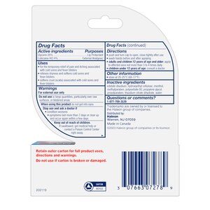 Abreva Cold Sore Treatment Rapid Pain Relief Cream, 0.1 OZ