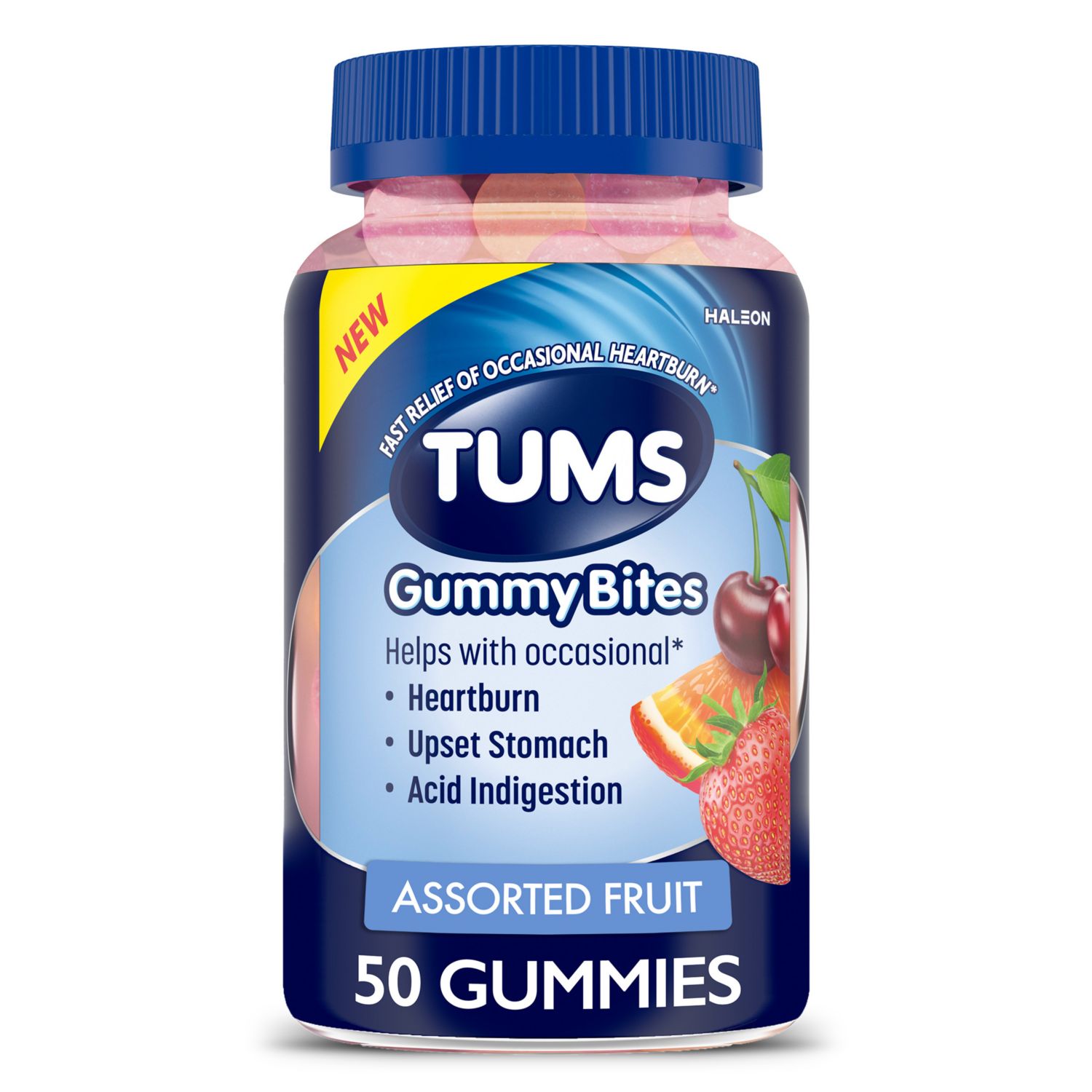 TUMS Gummy Bites Assorted Fruit, 50 CT