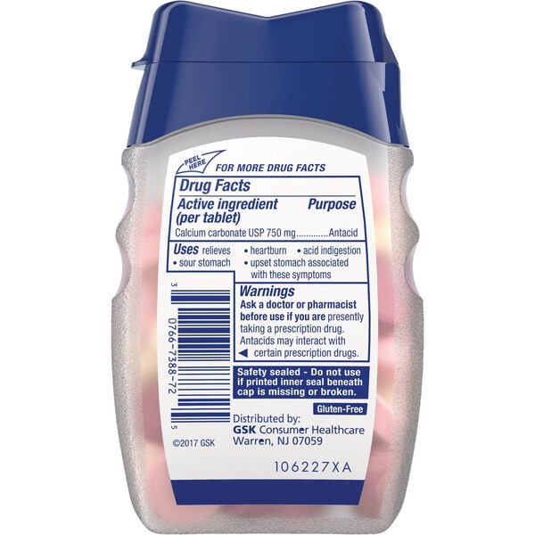Tums Sugar Free Melon Berry Chewable Tablet, 80 CT