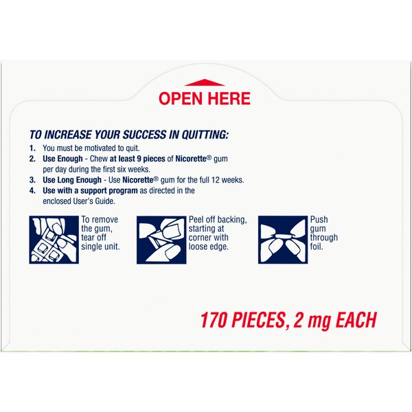 Nicorette Niotine 2mg Gum, 170 CT