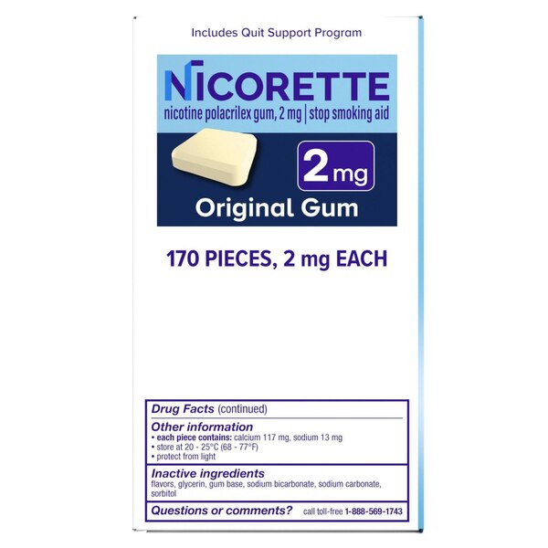 Nicorette Niotine 2mg Gum, 170 CT