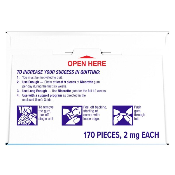 Nicorette Niotine 2mg Gum, 170 CT