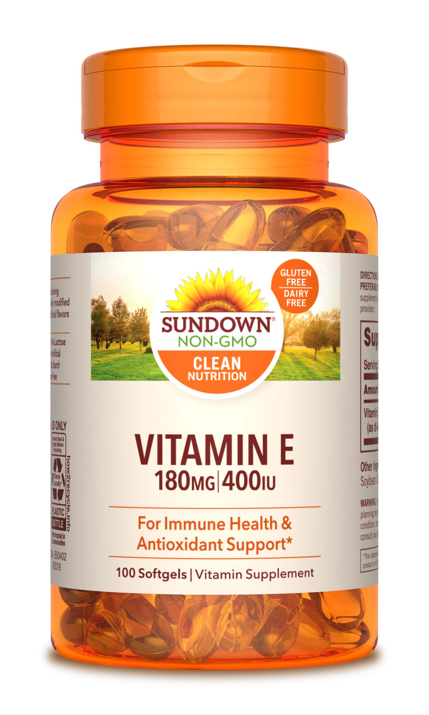 Sundown Naturals - Vitamina E en cápsulas blandas, 100 u.