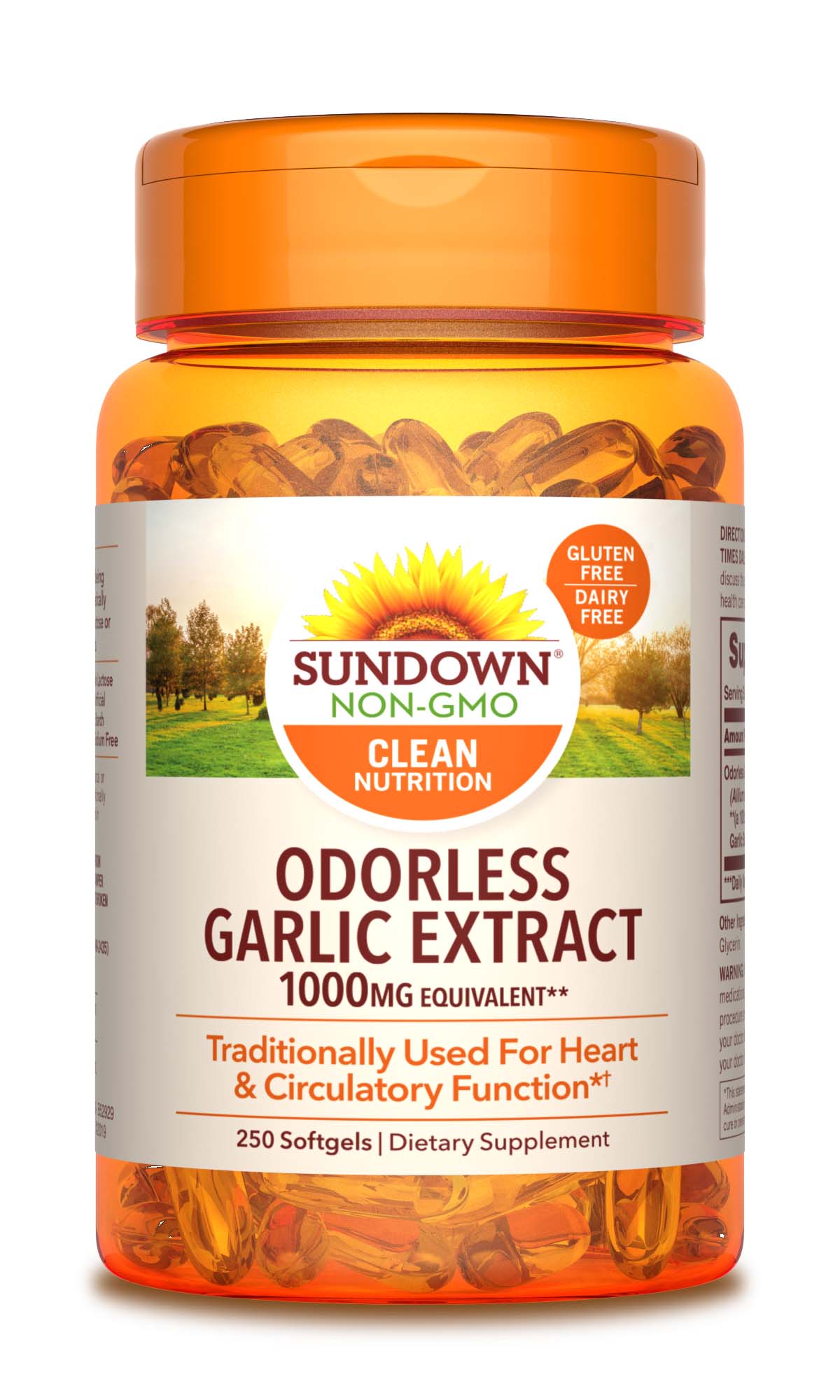 Sundown Naturals - Cápsulas blandas con ajo, sin olor, 1000 mg, 250 u.