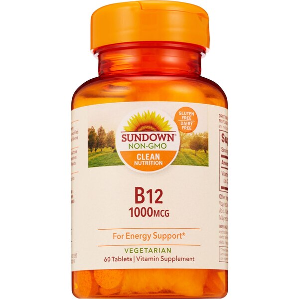 Sundown B12 Vitamin Supplement Tablets, 1000 mcg, 60 CT