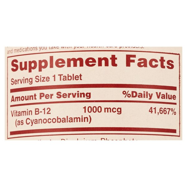 Sundown B12 Vitamin Supplement Tablets, 1000 mcg, 60 CT