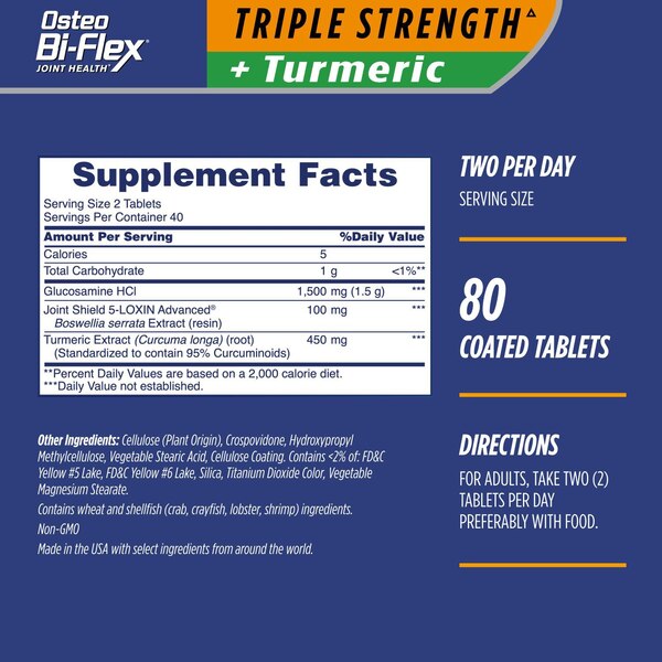 Osteo Bi-Flex Triple Strength with Turmeric Tablets 100mg, 80 CT