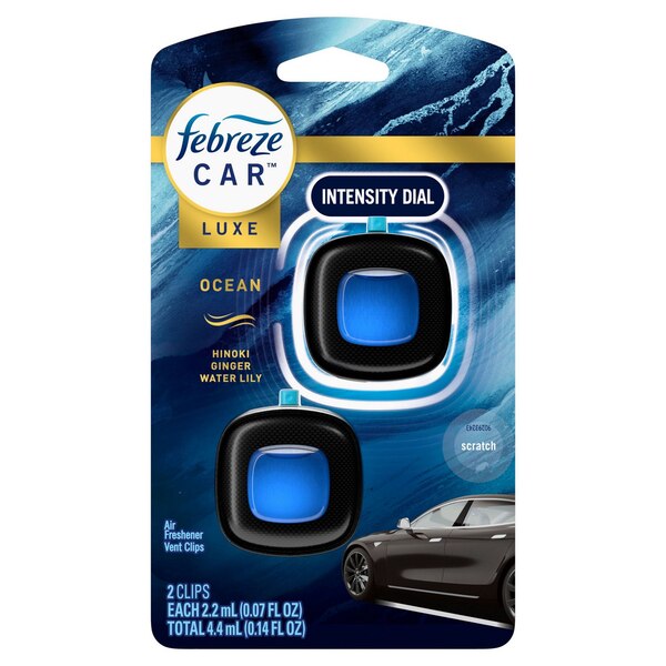 Febreze Car Air Freshener Vent Clip, Midnight Storm, 2 ct