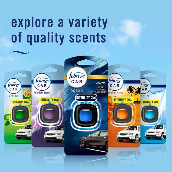 Febreze Car Air Freshener Vent Clip, Midnight Storm, 2 ct