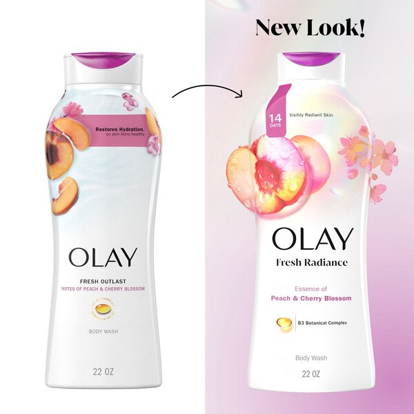 Olay Fresh Radiance Body Wash, Peach and Cherry Blossom, 22 fl oz