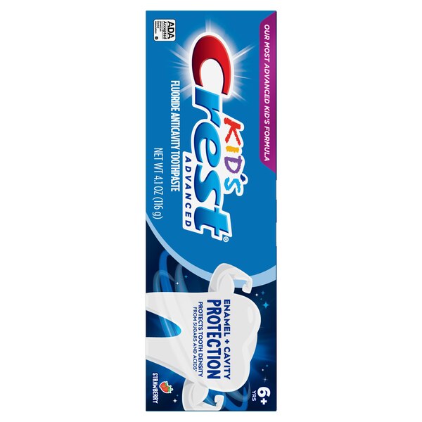 Crest Kids Enamel + Cavity Protection Toothpaste Ages 6+, Strawberry, 4.1 OZ