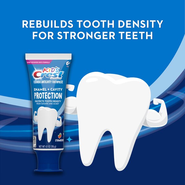 Crest Kids Enamel + Cavity Protection Toothpaste Ages 6+, Strawberry, 4.1 OZ