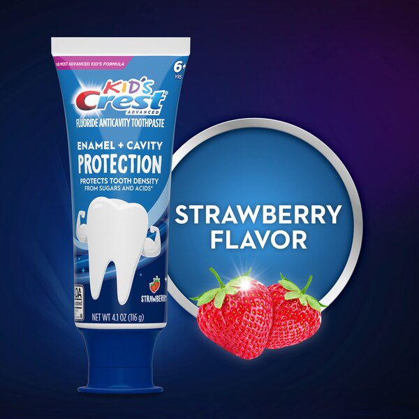 Crest Kids Enamel + Cavity Protection Toothpaste Ages 6+, Strawberry, 4.1 OZ