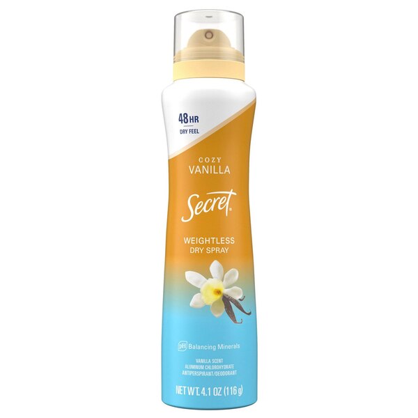 Secret 48-Hour Antiperspirant & Deodorant Dry Spray, Vanilla, 4.1 OZ
