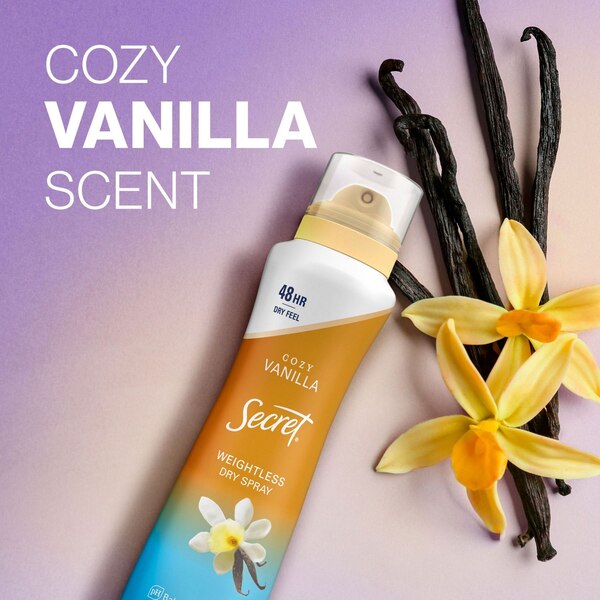 Secret 48-Hour Antiperspirant & Deodorant Dry Spray, Vanilla, 4.1 OZ