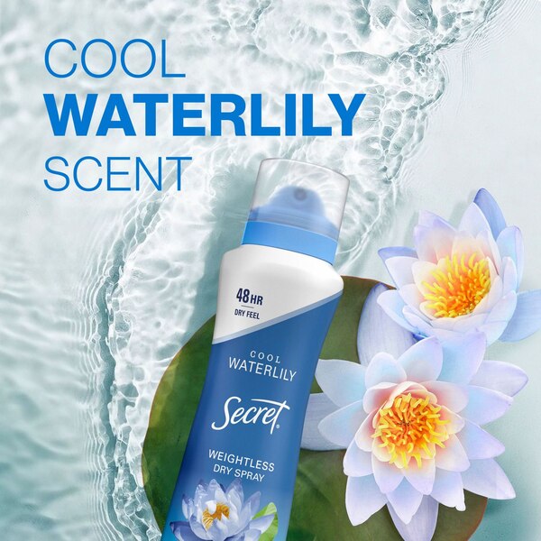 Secret 48-Hour Antiperspirant & Deodorant Dry Spray, Waterlily + Argan Oil, 4.1 OZ
