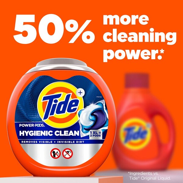 Tide Power XL PODS Hygienic Clean Liquid Laundry Detergent, Original Scent, 25 ct