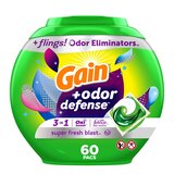 Gain Flings Laundry Detergent Pacs + Odor Defense, Super Fresh Blast Scent, 60 ct, thumbnail image