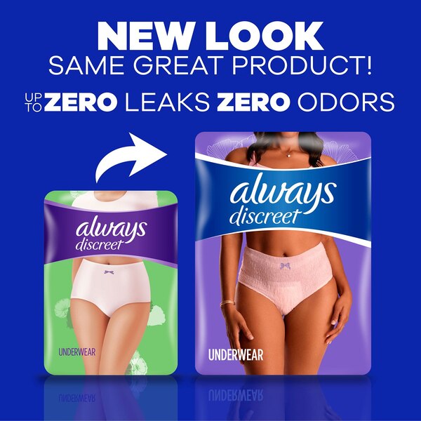 Always Discreet Women's Incontinence and Postpartum Underwear, XL, 34 CT