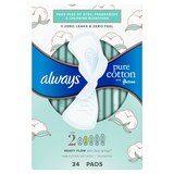 Always Pure Cotton with FlexFoam Size 2 Pads with Wings, Heavy Flow, 34 CT, thumbnail image