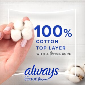Always Pure Cotton with FlexFoam Size 2 Pads with Wings, Heavy Flow, 34 CT