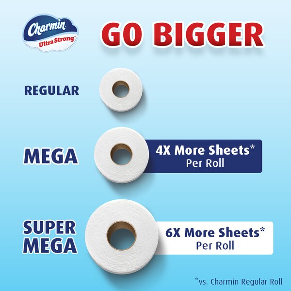 Charmin Ultra Strong Toilet Paper 9 Super Mega Rolls, 363 Sheets Per Roll
