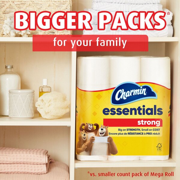 Charmin Essentials Strong Toilet Paper, 6 Mega Rolls
