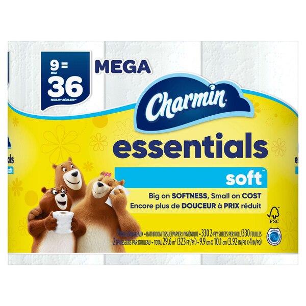 Charmin Essentials Soft Bathroom Tissue, 9 Mega Rolls