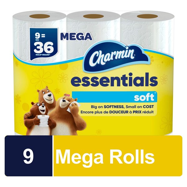 Charmin Essentials Soft Bathroom Tissue, 9 Mega Rolls